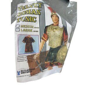 Alexanders Costumes Velvet Roman Tunic Size Large Ivory Metallic Gold Trim NEW